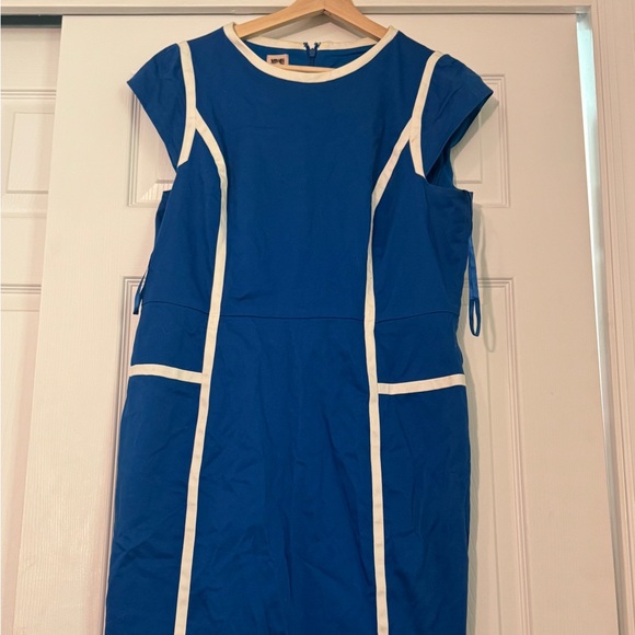 Anne Klein Blue Dress with White Trim - Picture 1 of 2